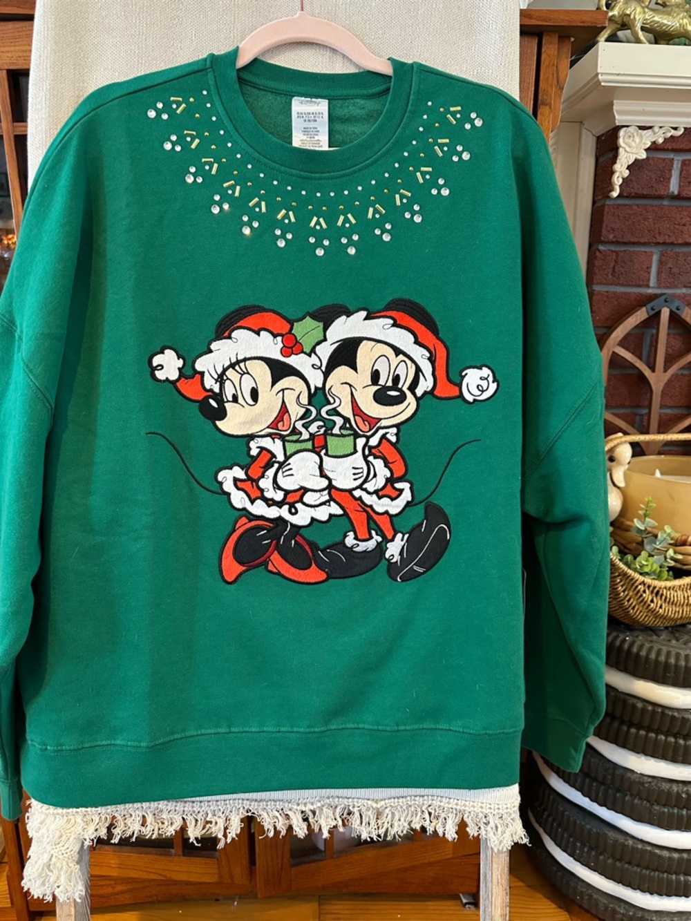2025 Holiday Mickey & Minnie Rhinestone Crewneck Sweatshirt (Disney Parks)